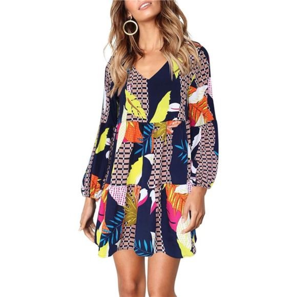 Geometry Tunic Dresses Relaxed Fit, V-Neck - Picture 5 of 6